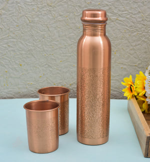 COPPER ETCHING BOTTLE SET - 1000 ML WITH 2 GLASSES