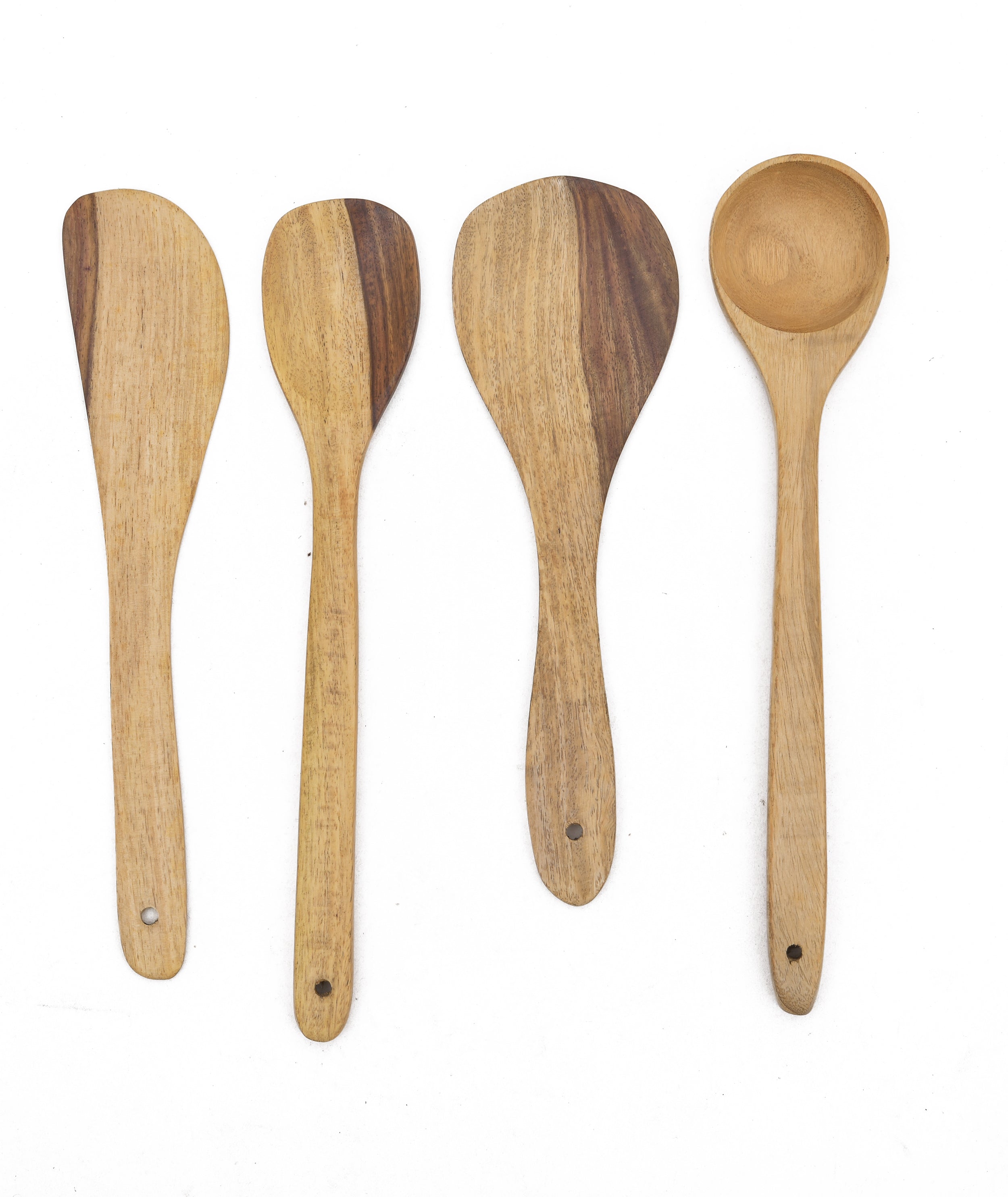 White Sheesham Wood Spatulas Set of 7