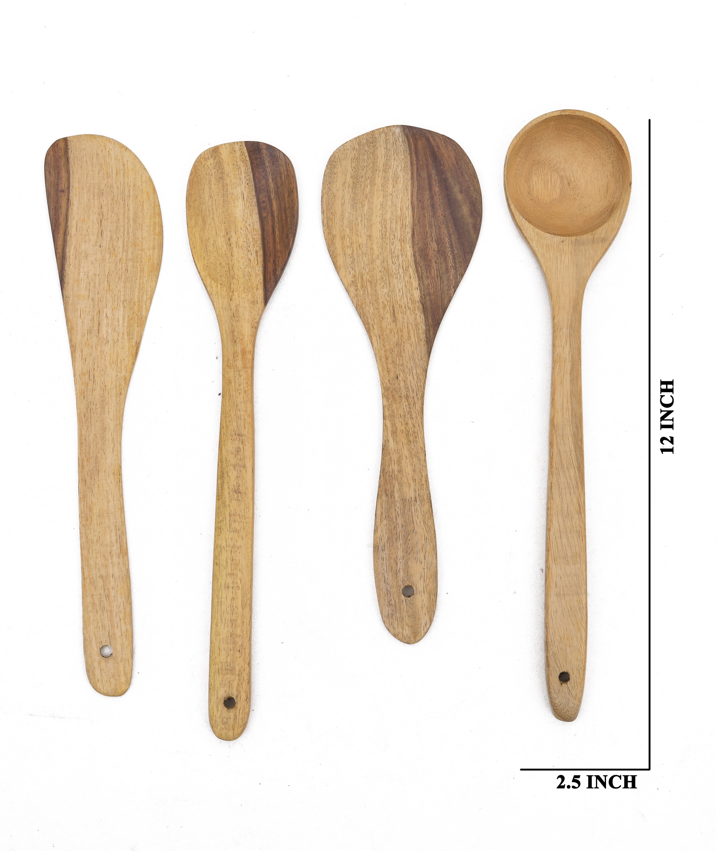 White Sheesham Wood Spatulas Set of 7