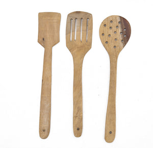 White Sheesham Wood Spatulas Set of 7