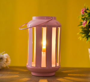 METAL LINING JALI LANTERN - Pink Color