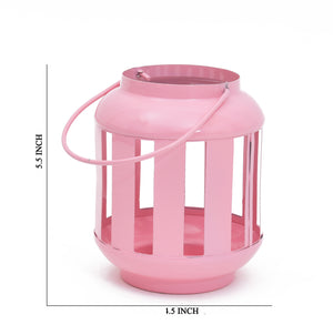 METAL LINING JALI LANTERN - Pink Color