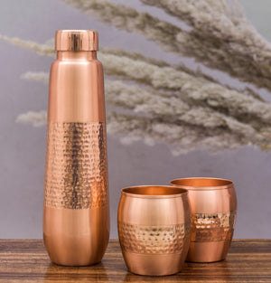 SAPPHIRE COPPER BOTTLE WITH 2 TUMBLER