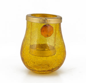 DEEP GLASS MATKA T-LIGHT HOLDER YELLOW