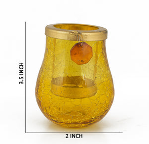 DEEP GLASS MATKA T-LIGHT HOLDER YELLOW