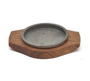 WOODEN BASE CAST IRON SIZZLER PLATE 9*7*1.5