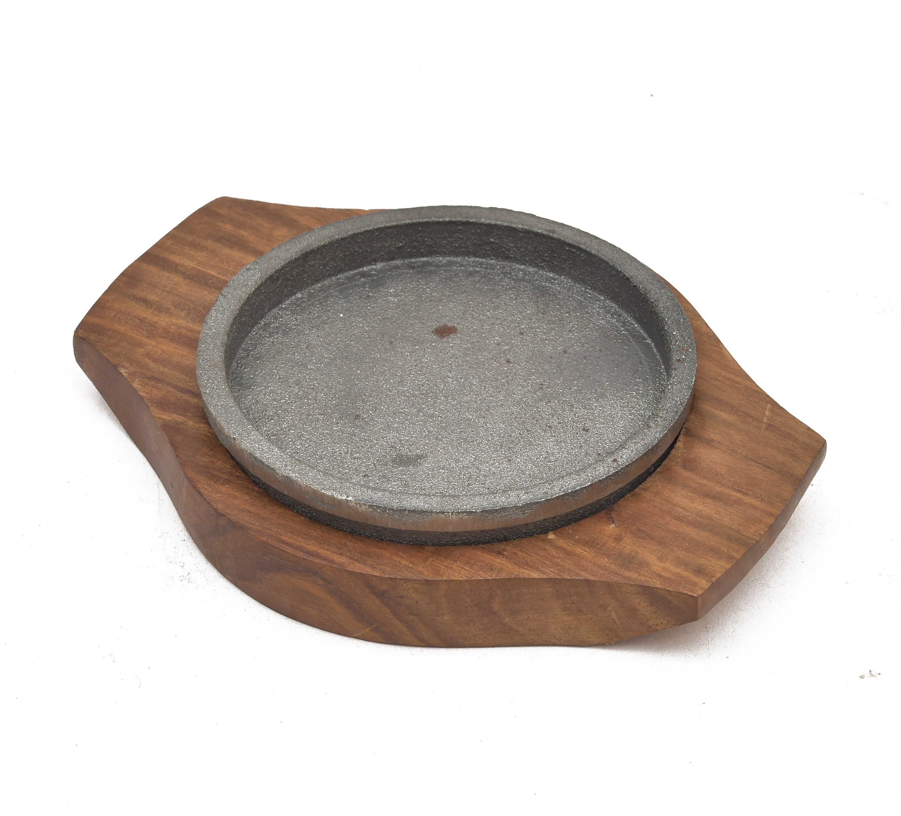 WOODEN BASE CAST IRON SIZZLER PLATE 9*7*1.5