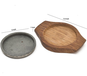 WOODEN BASE CAST IRON SIZZLER PLATE 9*7*1.5