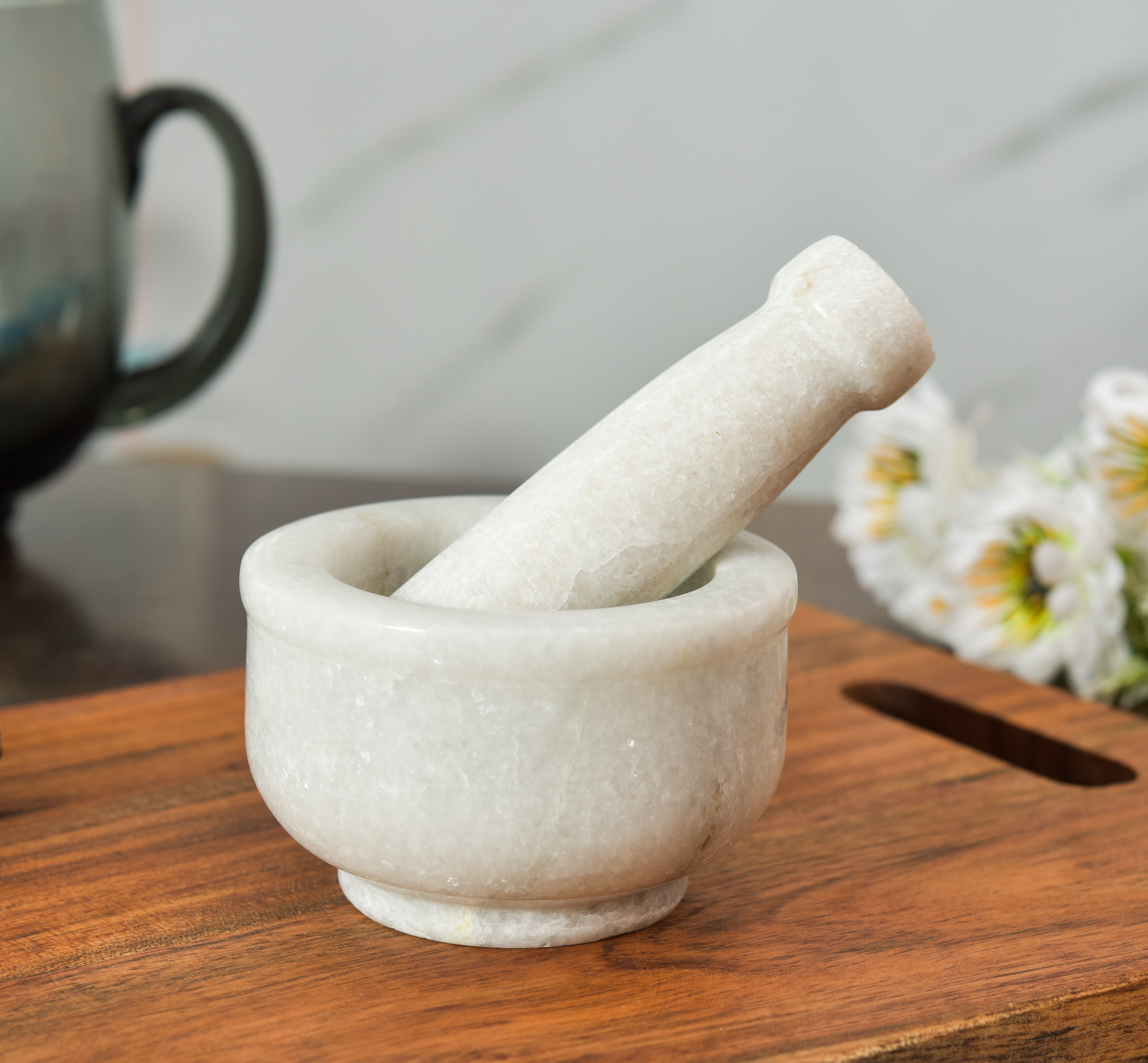 MARBLE OKHALI SET & MORTAR & PESTLE 4*2.5