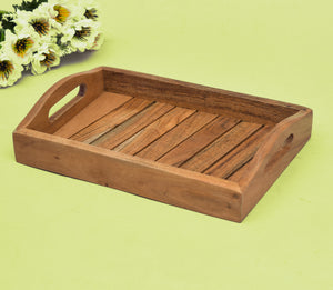 Acacia Wooden Tapper Handle Tray - 12*9 Inch