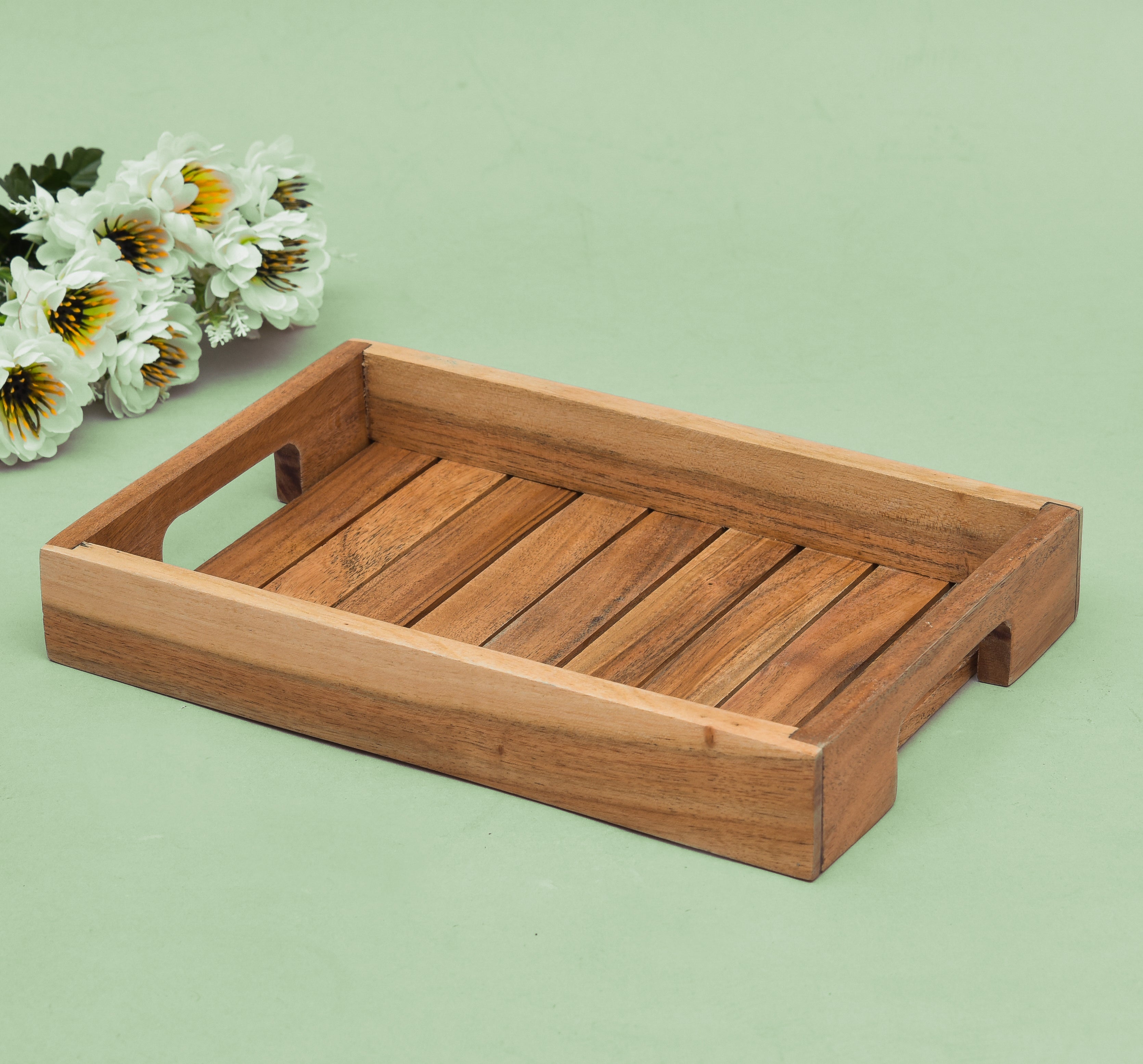 ACACIA WOODEN SERVING TRAY 12*8 INCHES