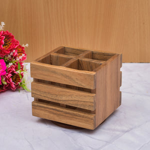 ACACIA WOODEN CUTLERY HOLDER