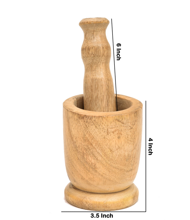 MANGO WOODEN OKHALI - MORTAR & PESTLE