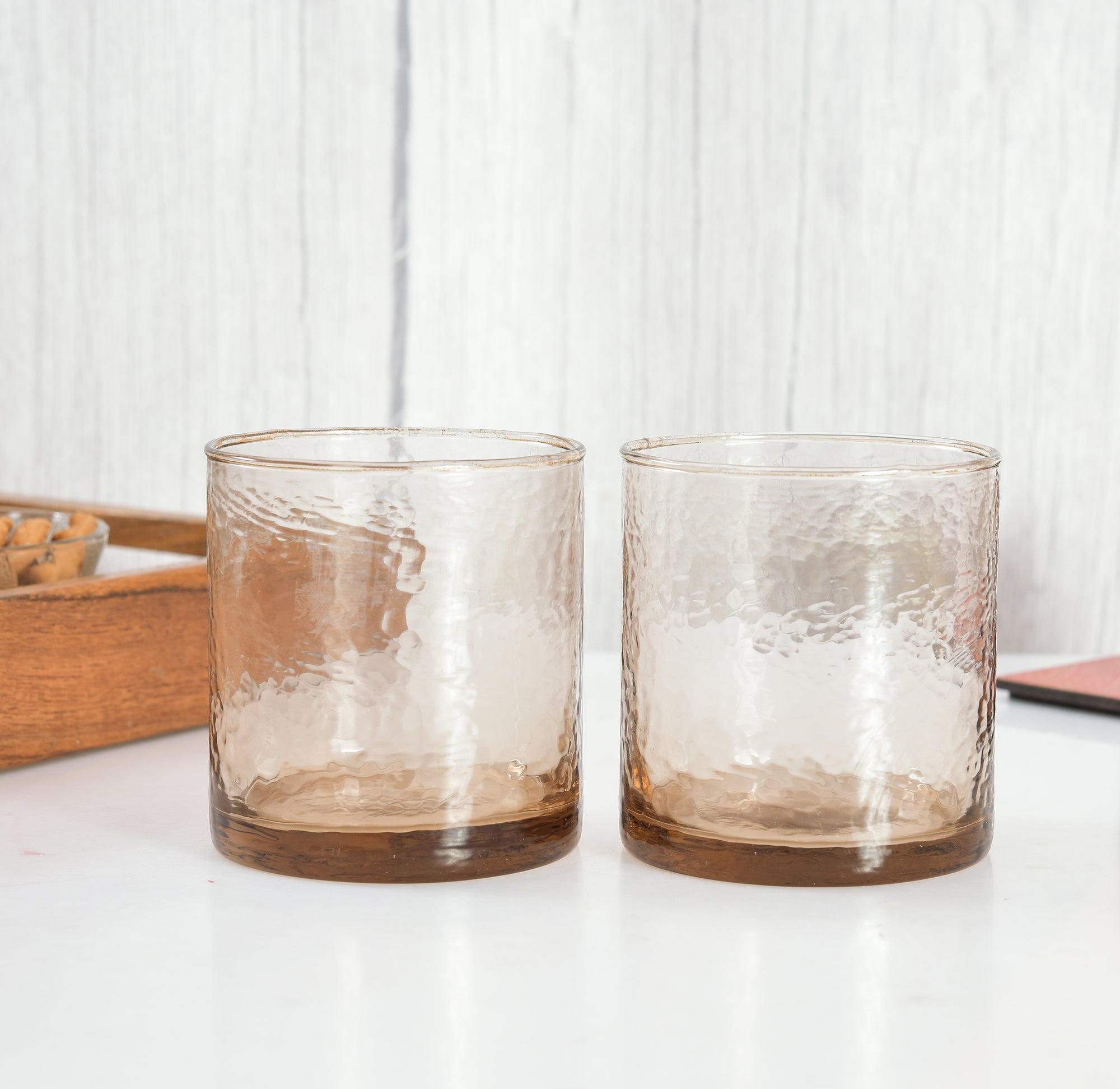BROWN WHISKEY DRINKWARE GLASS SET OF 2