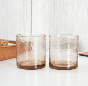 BROWN WHISKEY DRINKWARE GLASS SET OF 2
