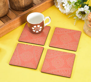 MDF ASSORTED PRINTED TEA COASTERS SET OF 4