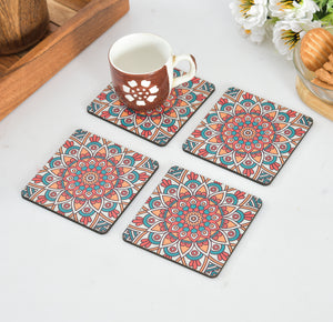 MDF ASSORTED PRINTED TEA COASTERS SET OF 4