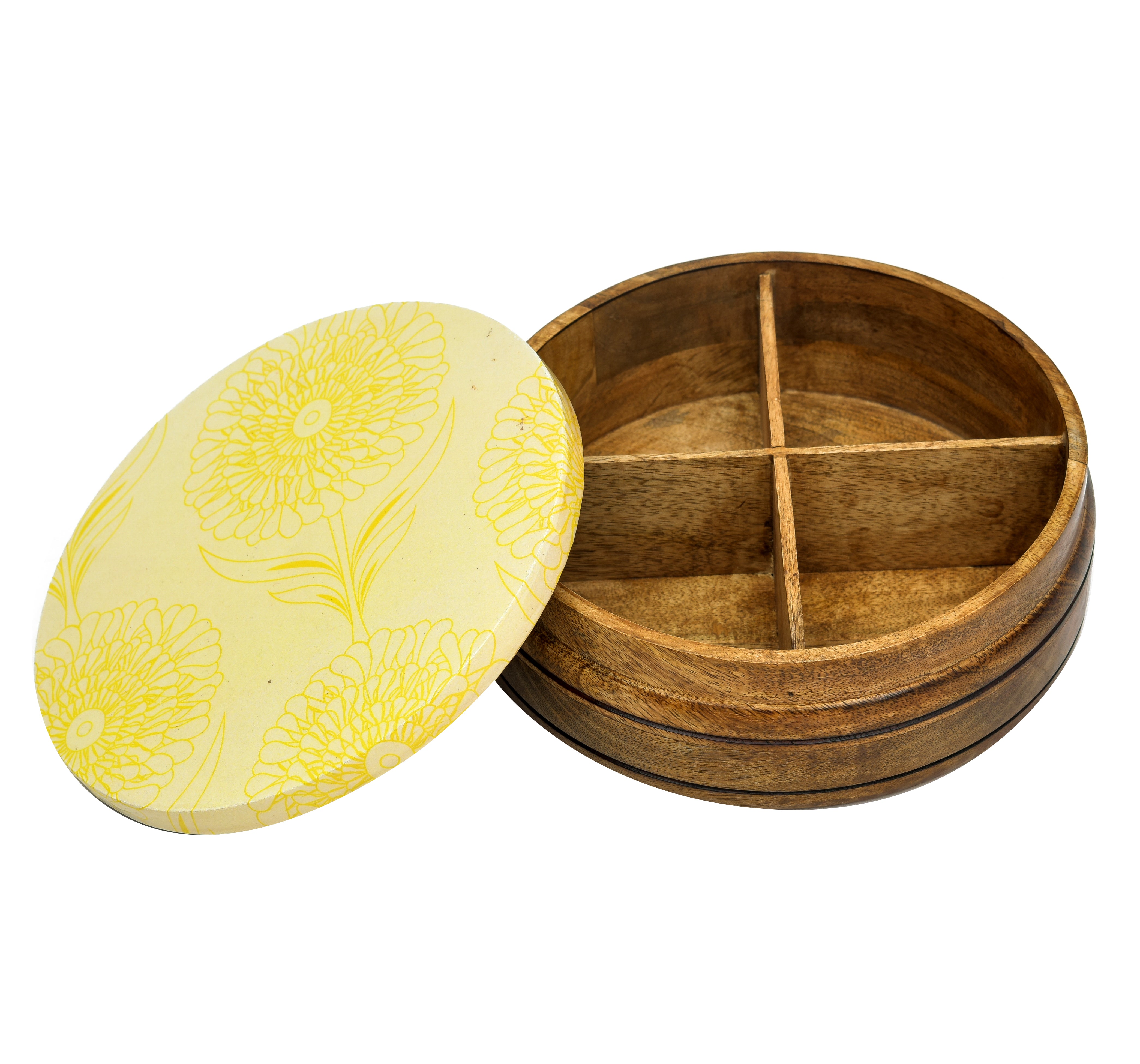 Marigold Printed Wooden Snack Server