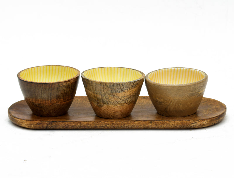 MARIGOLD PRINTED 3PCS BOWL SET WITH TRAY