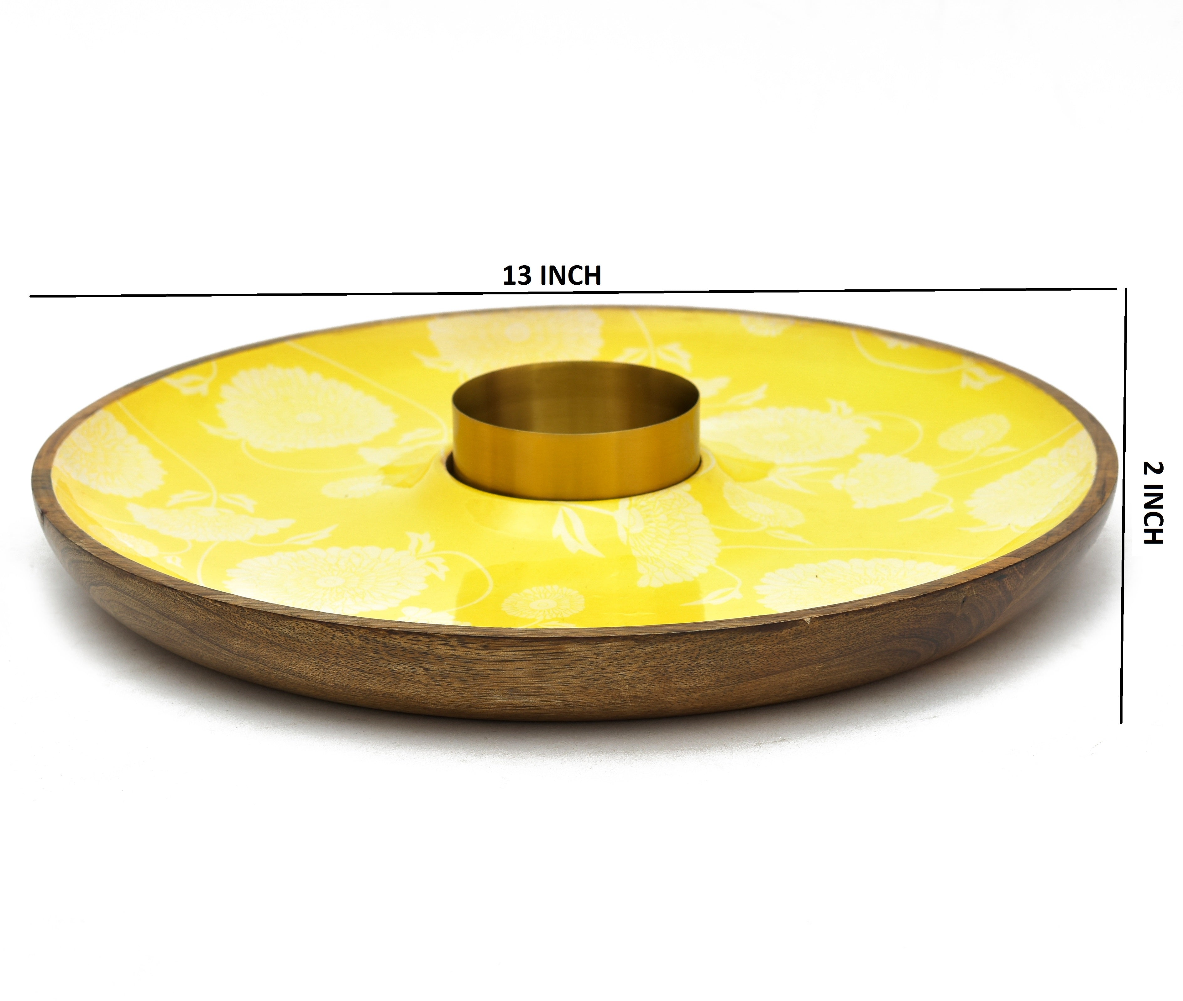 MARIGOLD PRINTED CHIP N DIP PLATTER WITH SS BOWL