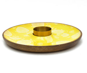 MARIGOLD PRINTED CHIP N DIP PLATTER WITH SS BOWL