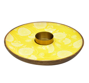 MARIGOLD PRINTED CHIP N DIP PLATTER WITH SS BOWL