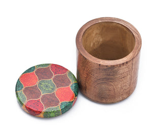 MANGO WOODEN MULTI PRINTED LID JAR