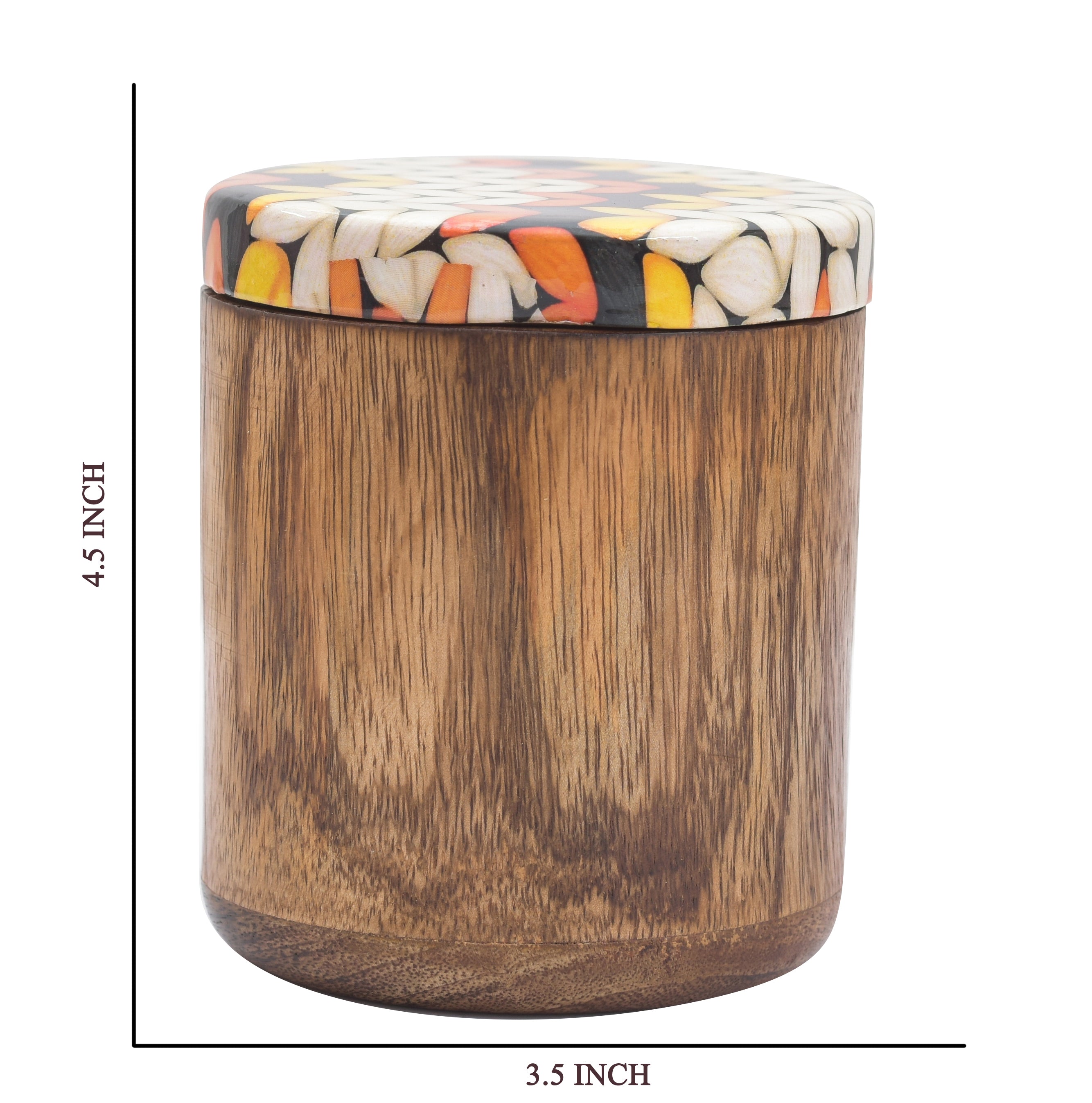 MANGO WOODEN MULTI PRINTED LID JAR