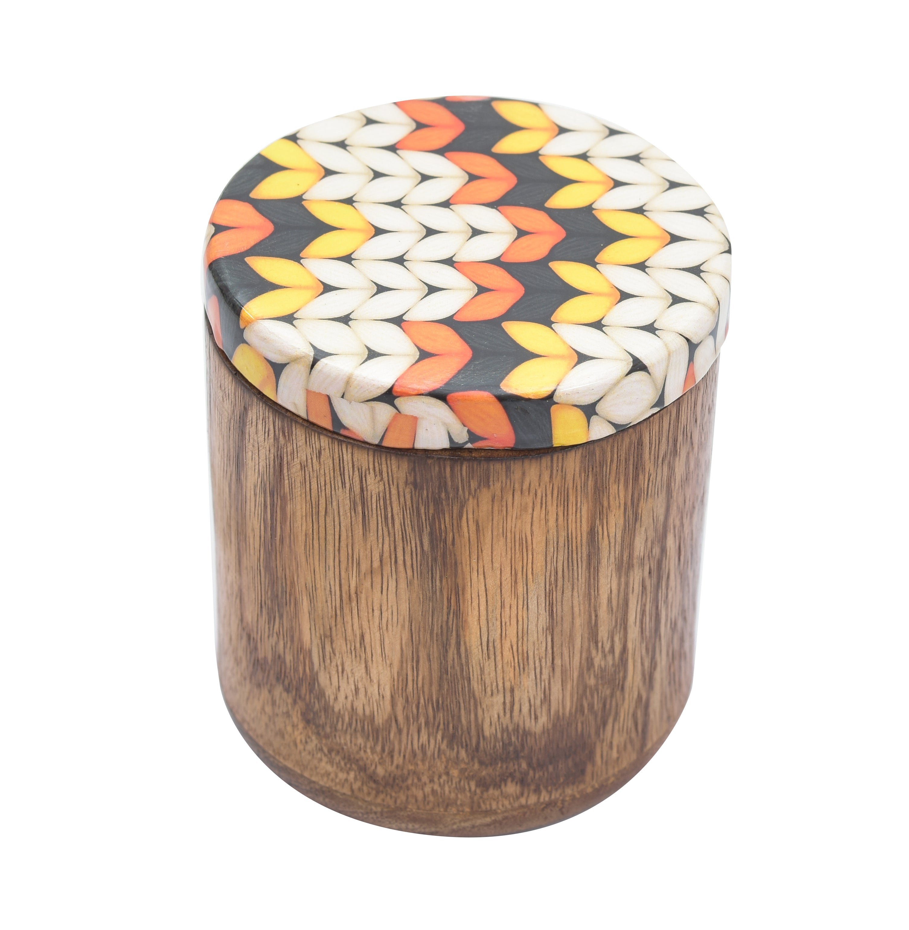 MANGO WOODEN MULTI PRINTED LID JAR