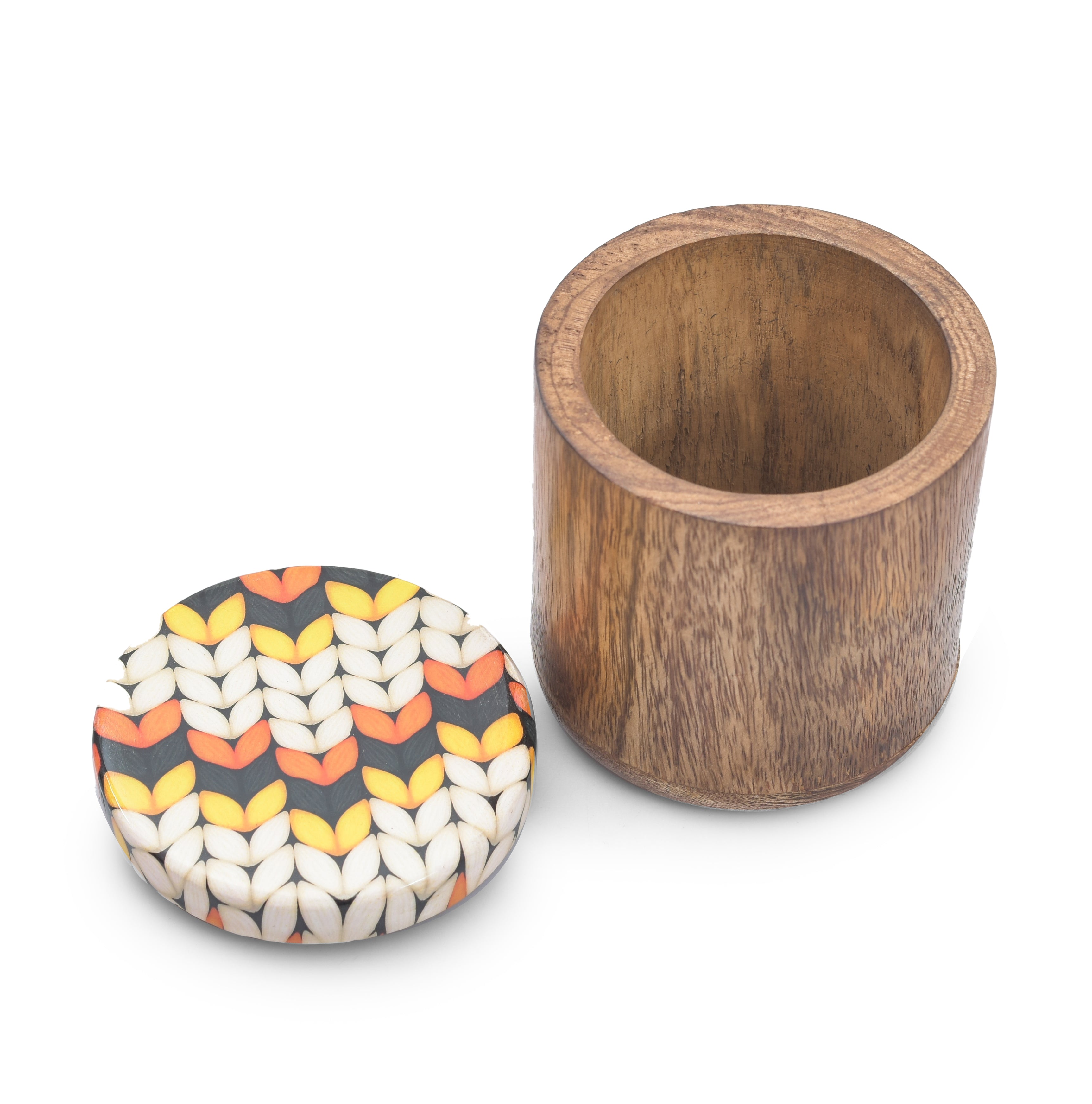 MANGO WOODEN MULTI PRINTED LID JAR