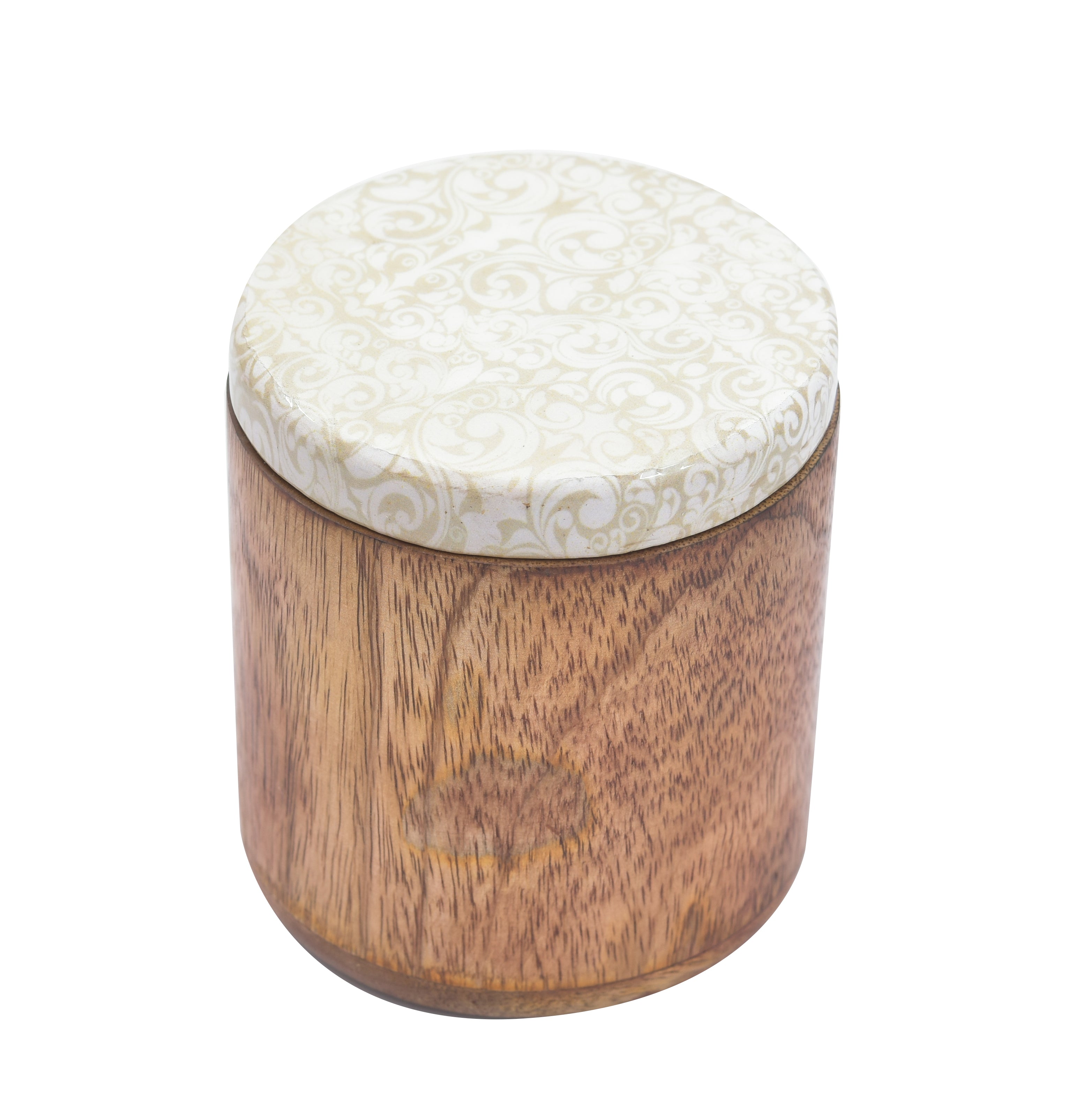 MANGO WOODEN MULTI PRINTED LID JAR