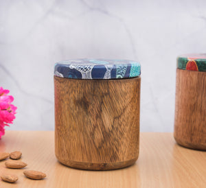 MANGO WOODEN MULTI PRINTED LID JAR