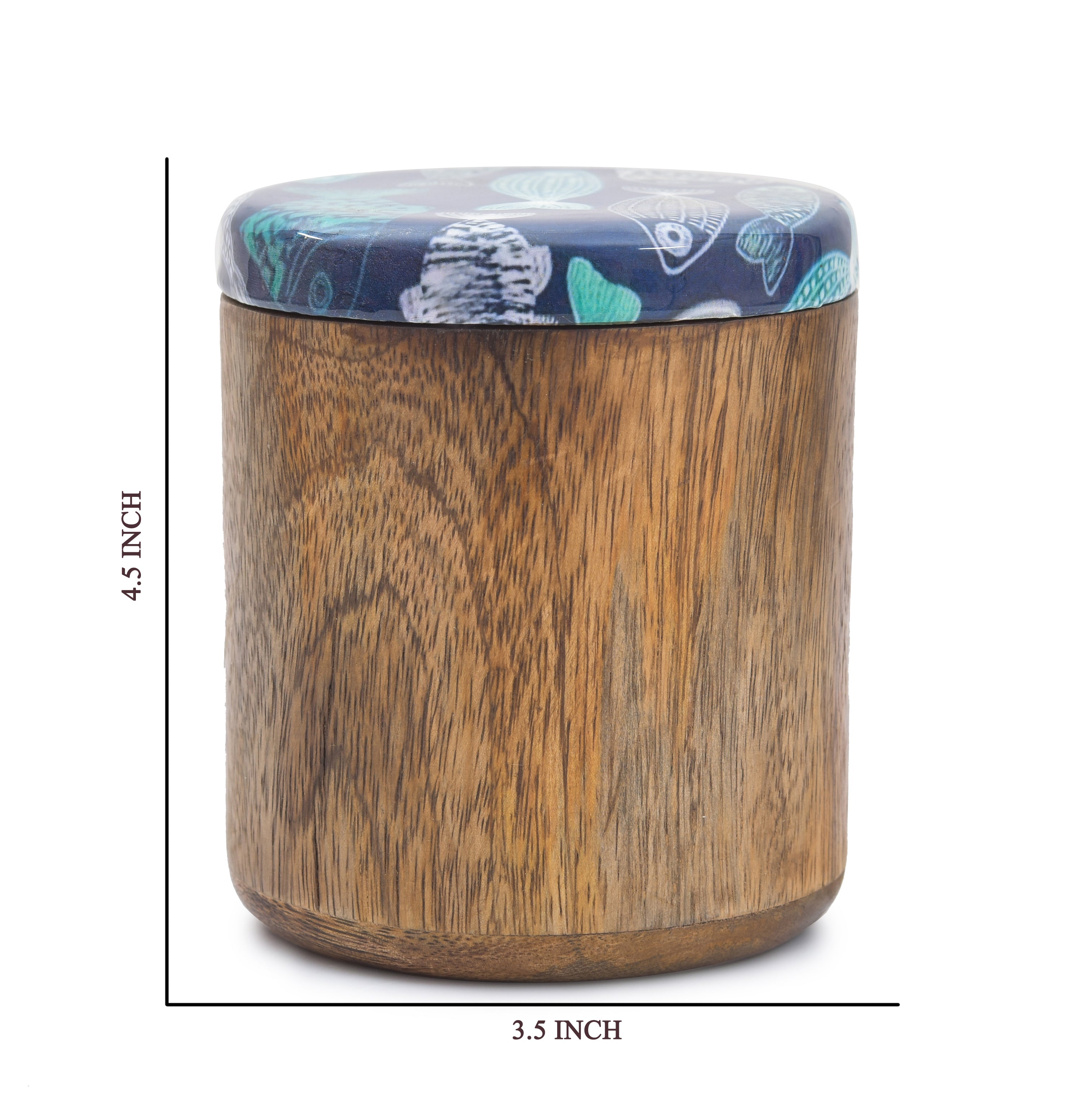 MANGO WOODEN MULTI PRINTED LID JAR