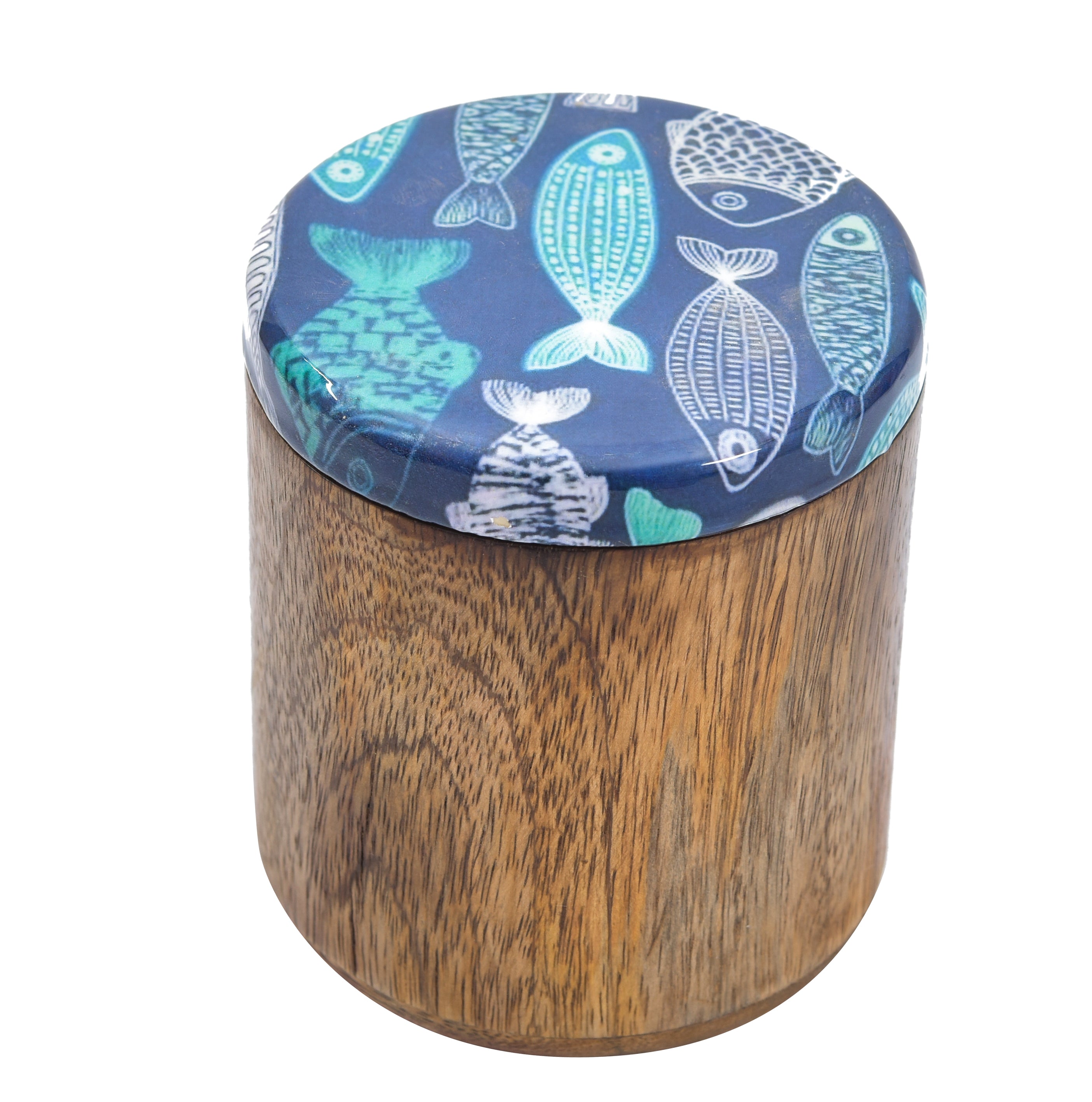 MANGO WOODEN MULTI PRINTED LID JAR