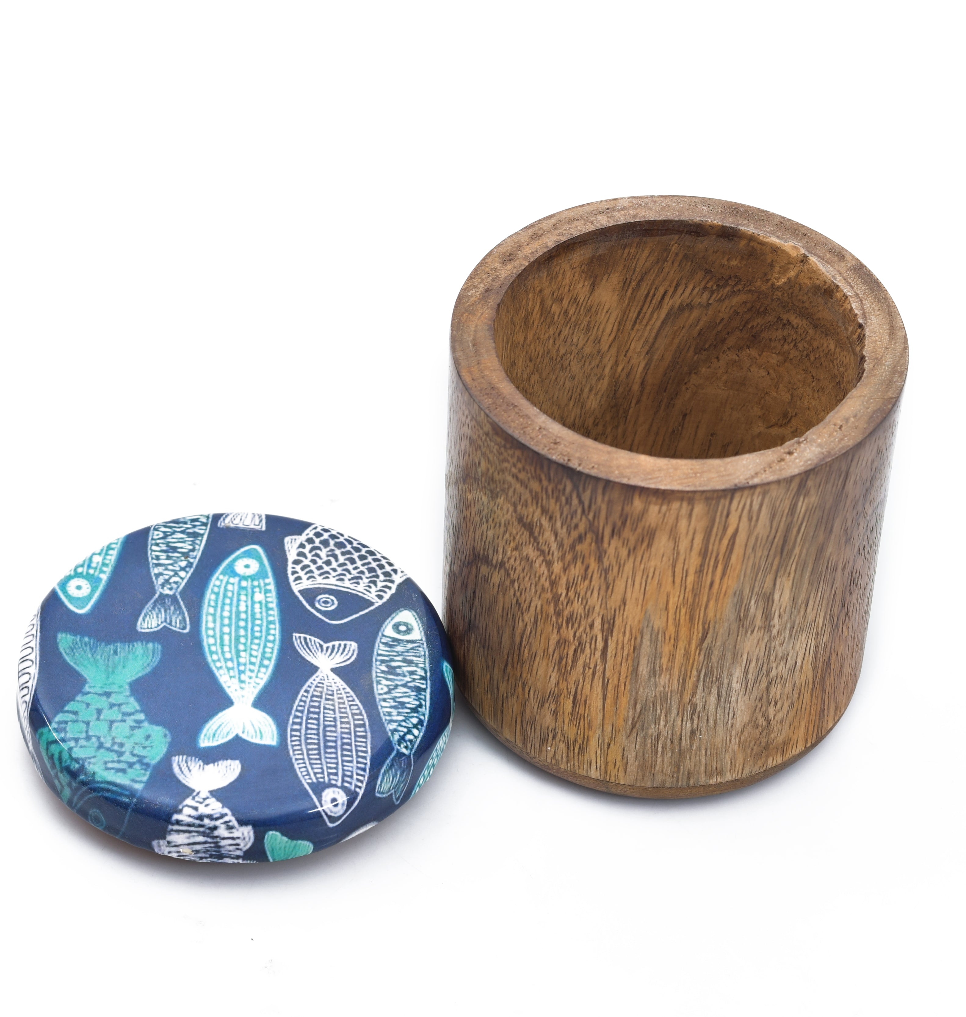 MANGO WOODEN MULTI PRINTED LID JAR