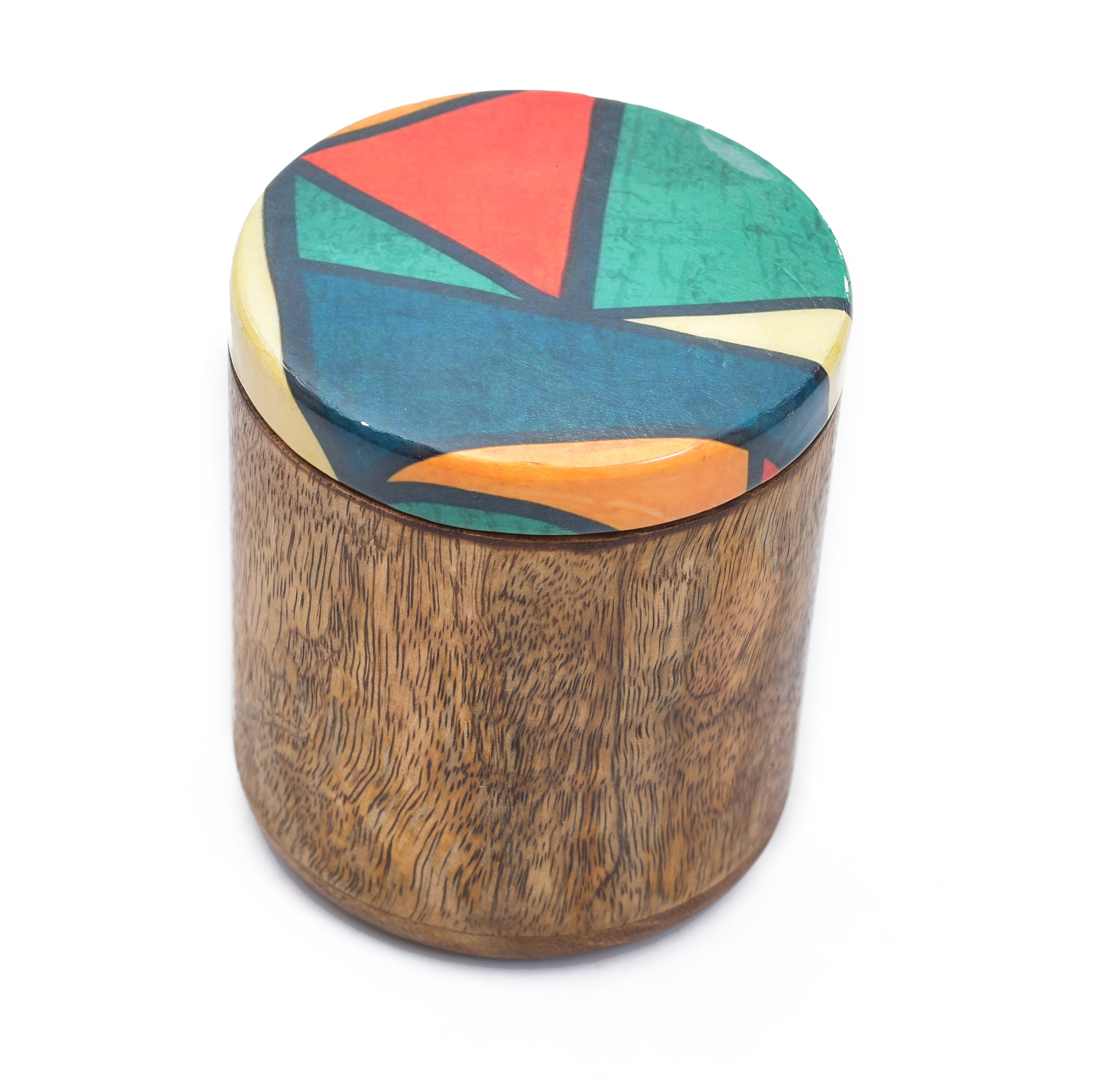 MANGO WOODEN MULTI PRINTED LID JAR