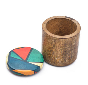 MANGO WOODEN MULTI PRINTED LID JAR