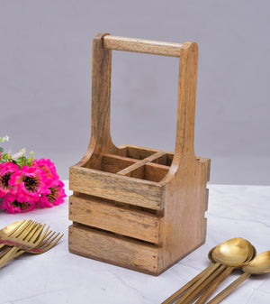 WOODEN SPOON HOLDER WITH HANDLE