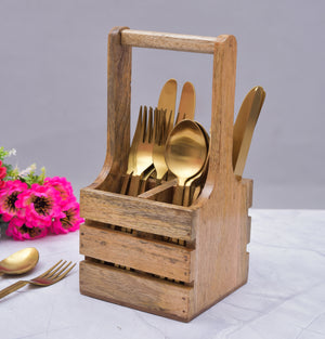 WOODEN SPOON HOLDER WITH HANDLE