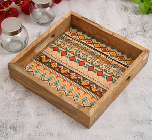 Yellow Meena Wooden Tray