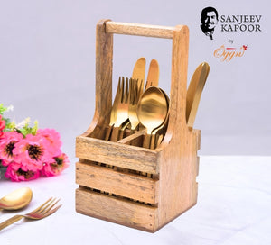 WOODEN SPOON HOLDER WITH HANDLE