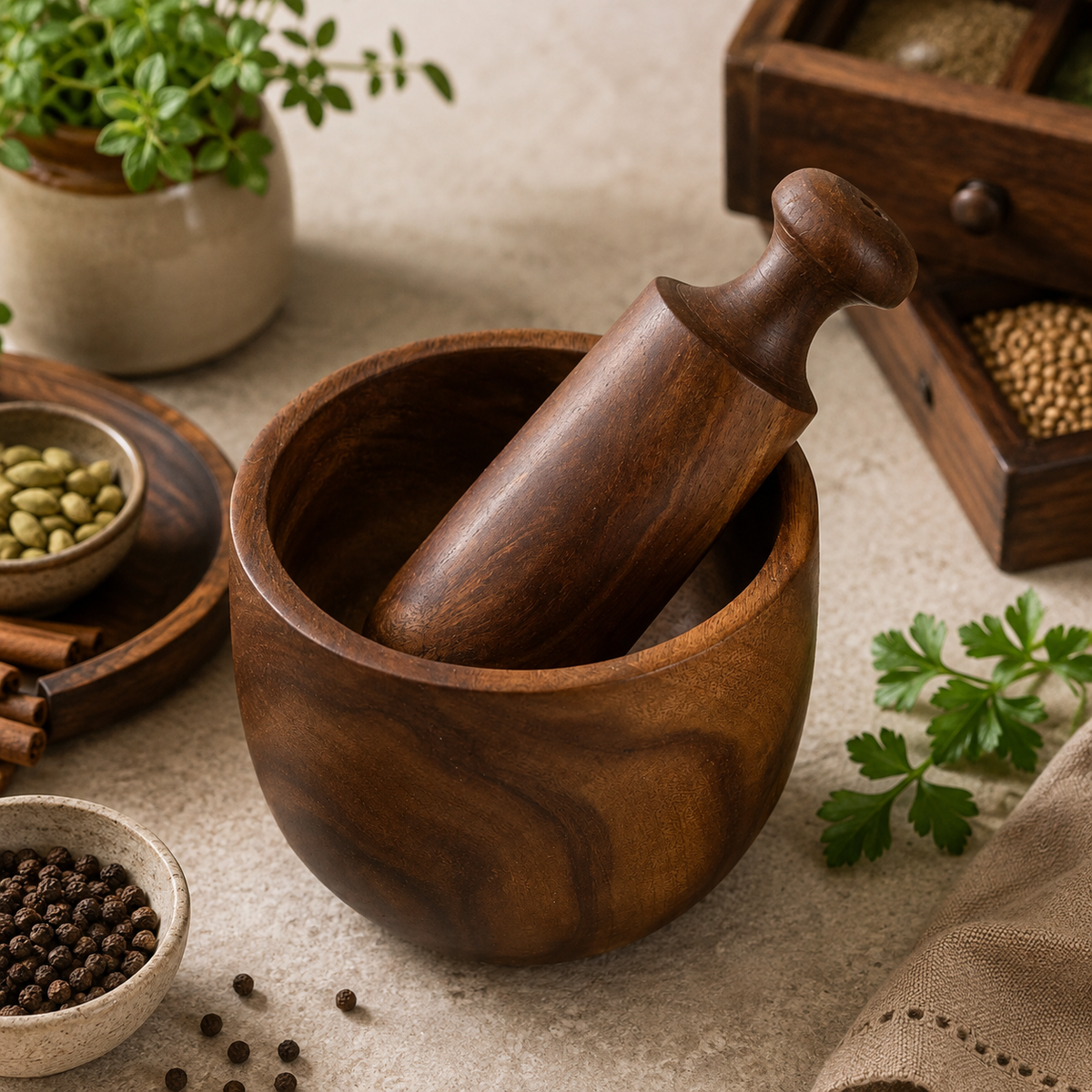 Shisham Wooden Okhali, Mortars & Pestles  5*5 Inch
