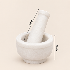 WHITE MARBLE OKHALI - Mortar & Pestle