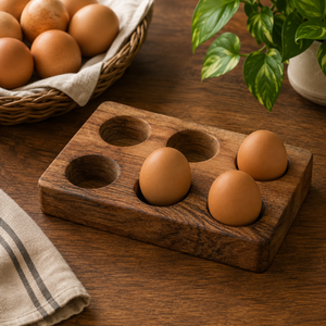 Wooden Egg Holder And Tray For 6 Eggs