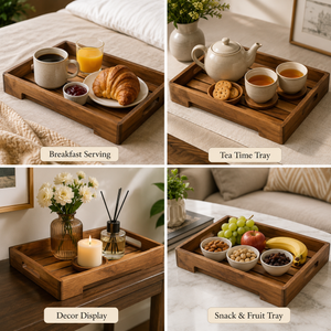 Mixwood Tray With Plain Handle