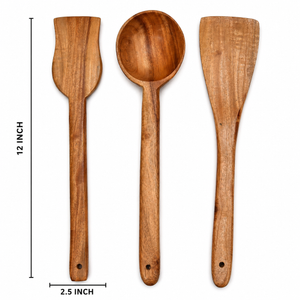NEEM WOOD FRY SERVING SPATULA SET OF 3