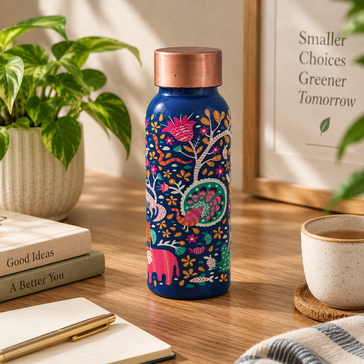 Meena Copper Water Bottle - 500 Ml