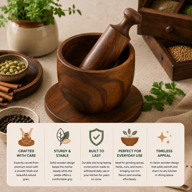 Shisham Wooden Okhali, Mortars & Pestles  5*5 Inch
