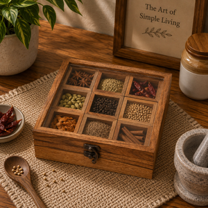 Acacia Wooden Masala Box