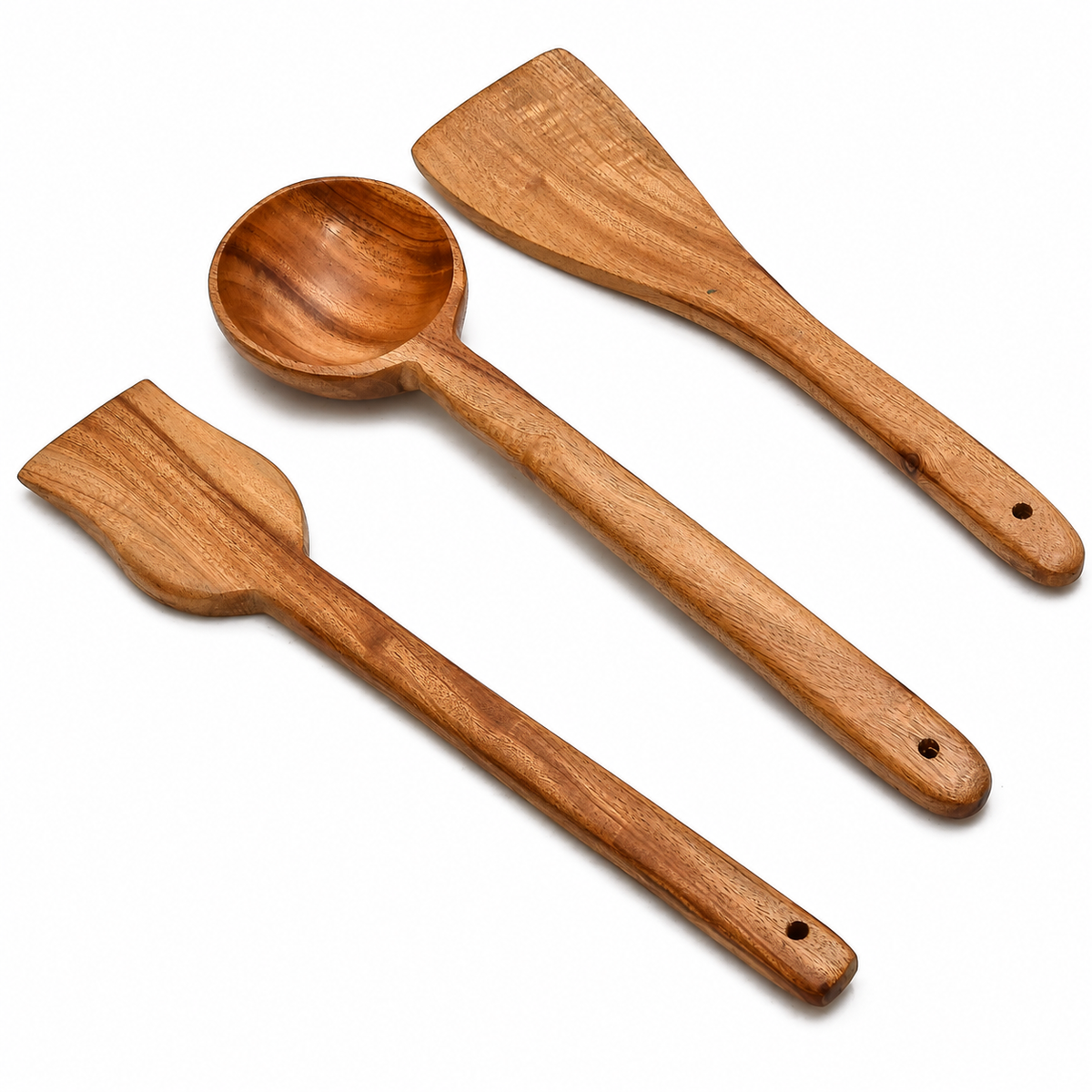 NEEM WOOD FRY SERVING SPATULA SET OF 3